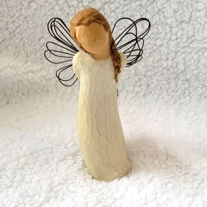 Willow tree female angel Thank You with purple flowers